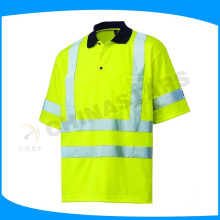 Dual color high visibility polo shirt in breathable bird eye mesh fabric